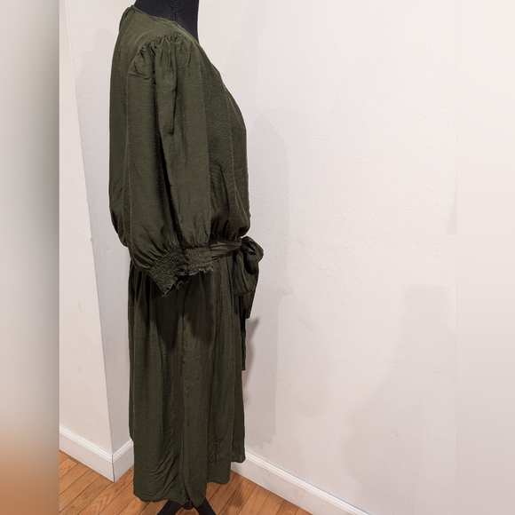 Anthropologie Olive Green Linen Blend Dress Size 2X - Picture 2 of 12